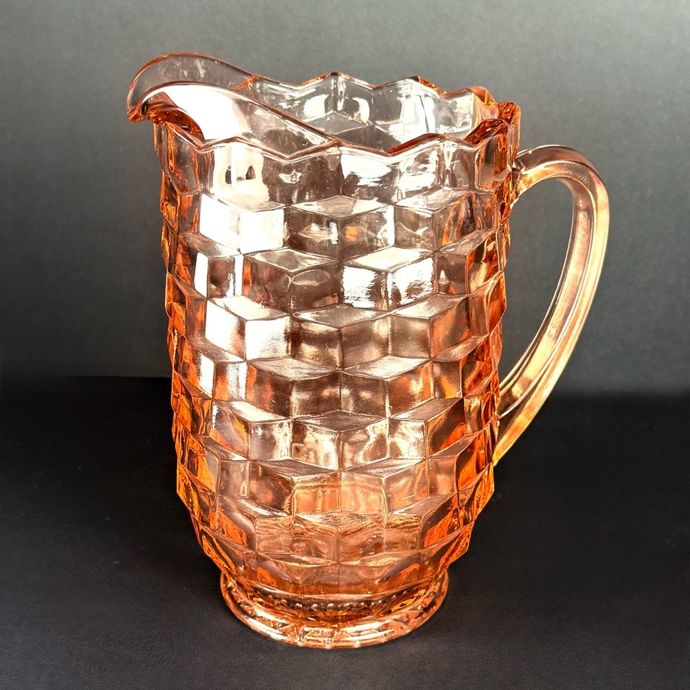 Vintage Pink/Peach Whitehall Cubist  64 Ounce Pitcher.  Baby shower, Sweet 16